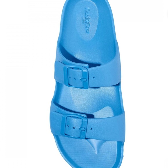 NWTGoodfellow & Co Mens Carson Two Band Slide Sandals Blue 13 - Picture 3 of 5